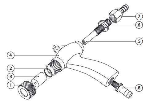 Сборочный чертеж запчастей эжекторного пистолета GX Contracor